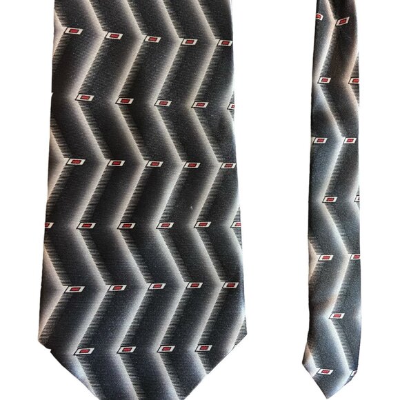 Nisen Geometric Pattern Mens Necktie Black Gray Zig Zag Career Dad Gift - Picture 4 of 5